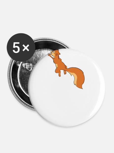 Kletterndes Eichhörnchen Nagetier Squirrel - Buttons groß 56 mm (5er Pack) - Weiß