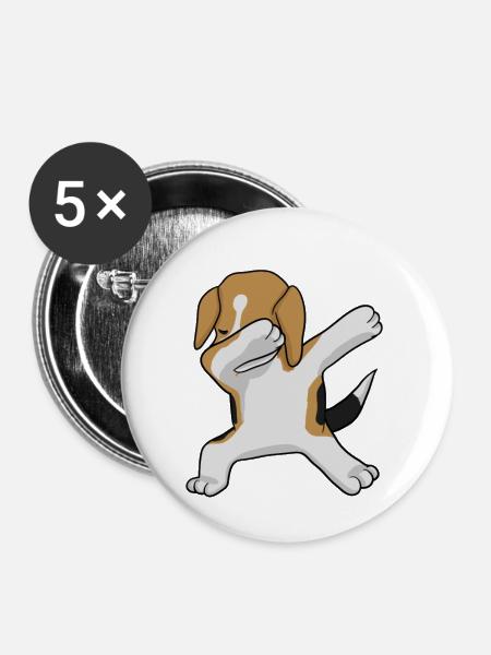 Beagle Dab - dabbing beagle - Buttons groß 56 mm (5er Pack) - Weiß