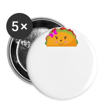 Füttere mich mit Tacos und sag mir, dass ich ein hübsches T-Shirt bin - Buttons groß 56 mm (5er Pack) - Weiß - Vorne