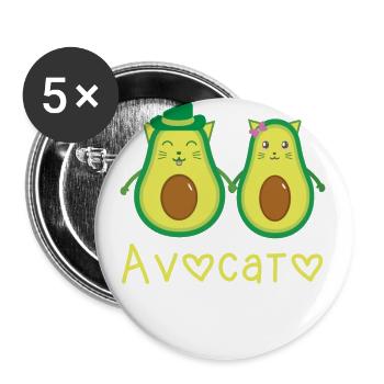 Avogato Avocado Cat Shirt - Buttons large 2.2''/56 mm (5-pack) - white - Front
