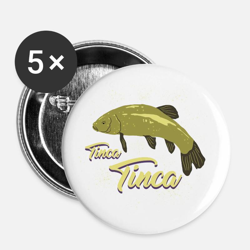 Latin Tench Angler Gift - Buttons large 2.2''/56 mm (5-pack) - white