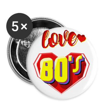 Liebe die 80er Jahre - Buttons groß 56 mm (5er Pack) - Weiß - Vorne