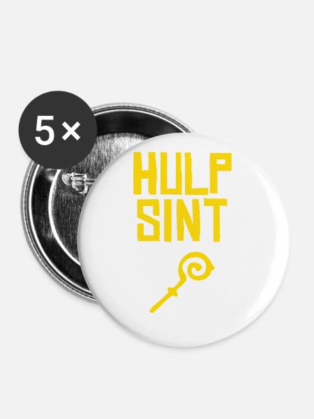 Hulp Sint Sinterklaas - Buttons groß 56 mm (5er Pack) - Weiß