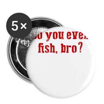 Funny Fishing - Lot de 5 grands badges (56 mm) - blanc - Devant