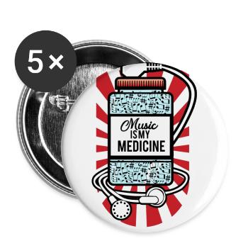 Musik ist meine Medizin - Buttons groß 56 mm (5er Pack) - Weiß - Vorne