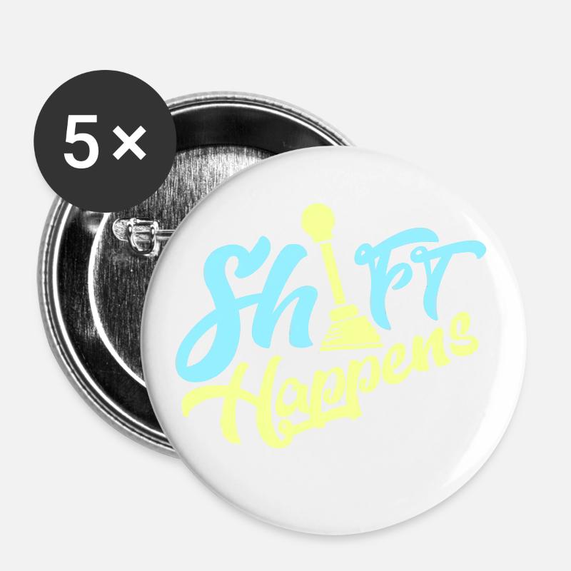 Shift Happens - Car Shirt - Buttons large 2.2''/56 mm (5-pack) - white