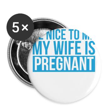 Schwangerschaft Papa Wife Mama Kind Baby Geschenk - Buttons groß 56 mm (5er Pack) - Weiß - Vorne