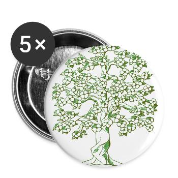 Baum Zeichnung - Buttons groß 56 mm (5er Pack) - Weiß - Vorne