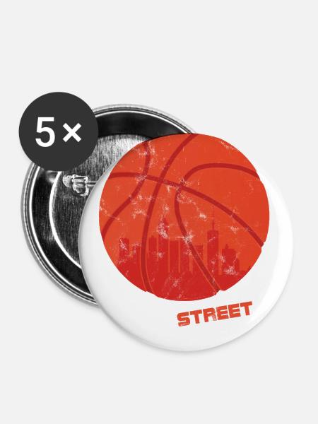 Basketball Shirt - Geschenk - Buttons groß 56 mm (5er Pack) - Weiß
