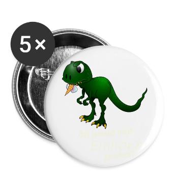 Dino T-Rex frisst ein Einhorn lustiges Geschenk - Buttons groß 56 mm (5er Pack) - Weiß - Vorne