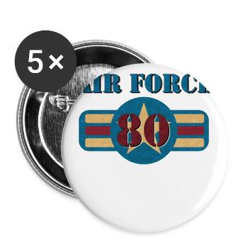 Vintage US Air Force USAF 80 Geschenk Military - Buttons groß 56 mm (5er Pack) - Weiß - Vorne