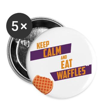 KEEP CALM AND EAT WAFFLES - Buttons groß 56 mm (5er Pack) - Weiß - Vorne