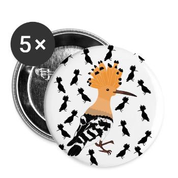 Oiseau cerceau - Lot de 5 grands badges (56 mm) - blanc - Devant