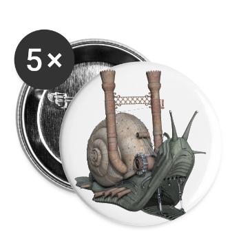 Snail Schnecke Fantasy Geschenk - Buttons groß 56 mm (5er Pack) - Weiß - Vorne