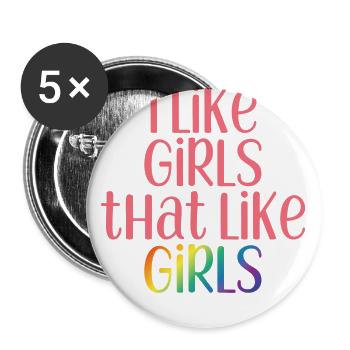 Gay - Girls - Gay - Gay Pride - Gift - Buttons large 2.2''/56 mm (5-pack) - white - Front