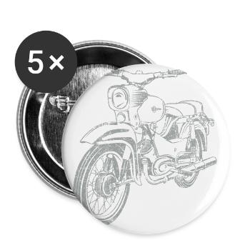 Simson Star Vintage Lineart Silhouette - Buttons groß 56 mm (5er Pack) - Weiß - Vorne