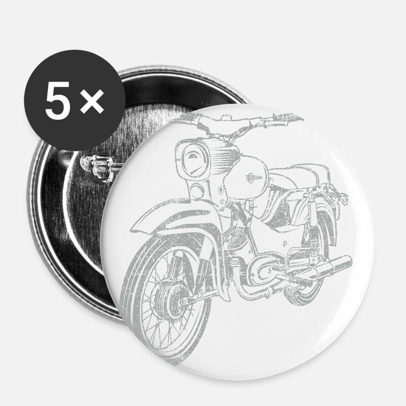 Simson Star Vintage Lineart Silhouette - Buttons groß 56 mm (5er Pack) - Weiß