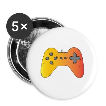 Gaming Nerd Geek Geschenkidee - Buttons groß 56 mm (5er Pack) - Weiß - Vorne
