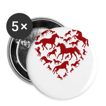 Funny My Horse is my Valentine T-Shirt Gift - Buttons large 2.2''/56 mm (5-pack) - white - Front