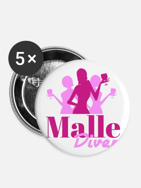 Malle Diven - Buttons groß 56 mm (5er Pack) - Weiß
