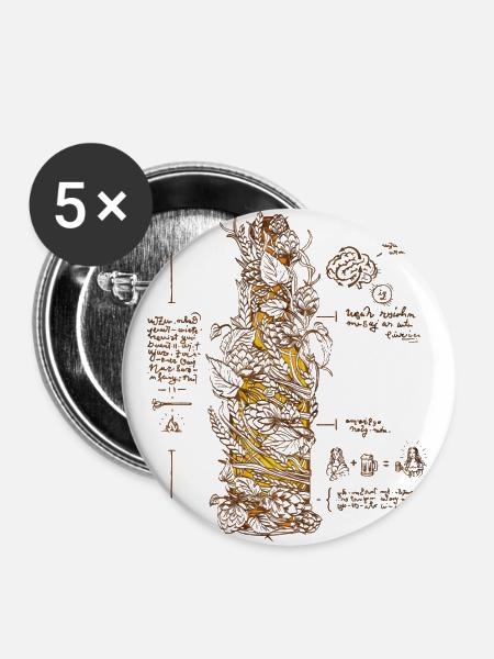 Da Vinci Beer - Buttons groß 56 mm (5er Pack) - Weiß