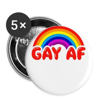 Homosexuelle AF lustige homosexuelle Flaggen-Regenbogen färbt LGBTQ - Buttons groß 56 mm (5er Pack) - Weiß - Vorne