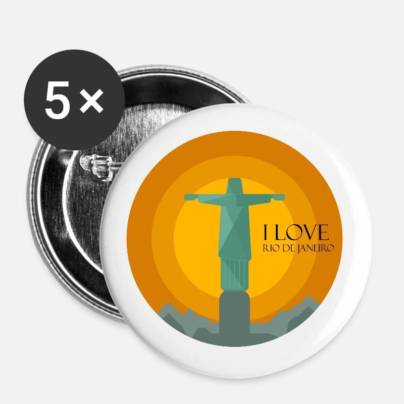 I love Rio de Janeiro - Buttons large 2.2''/56 mm (5-pack) - white