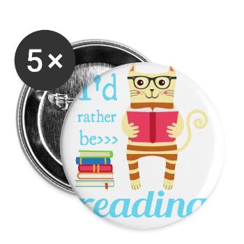 Ich würde lieber lesen - Buttons groß 56 mm (5er Pack) - Weiß - Vorne