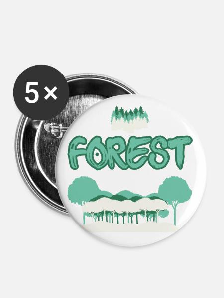 Wald Natur Förster - Buttons groß 56 mm (5er Pack) - Weiß