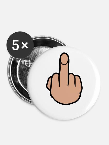Mittelfinger - Buttons groß 56 mm (5er Pack) - Weiß