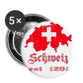 Schweiz 1291 Fussball Nation Kreuz Geschenk - Buttons groß 56 mm (5er Pack) - Weiß - Vorne