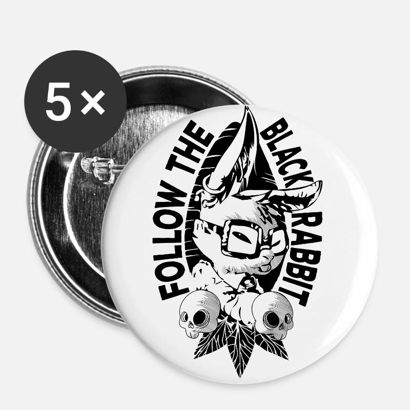Follow the black rabbit - Buttons large 2.2''/56 mm (5-pack) - white