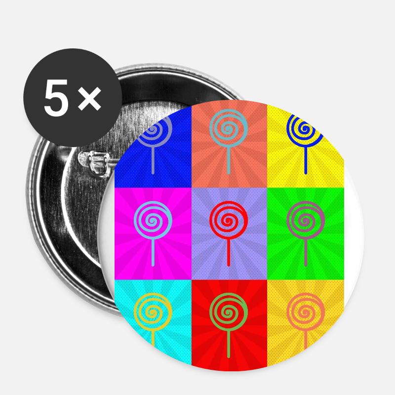 Pop Art - Buttons large 2.2''/56 mm (5-pack) - white
