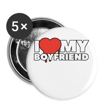 i love my boyfriend - Buttons large 2.2''/56 mm (5-pack) - white - Front