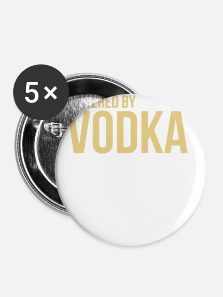 Powered by Vodka - Buttons groß 56 mm (5er Pack) - Weiß