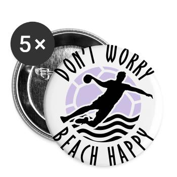 Don # t Worry Beach Happy beach handball - Lot de 5 grands badges (56 mm) - blanc - Devant