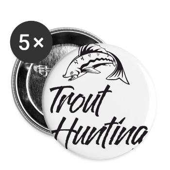 Pêche - Pêche - Truite - Cadeau - Lot de 5 grands badges (56 mm) - blanc - Devant