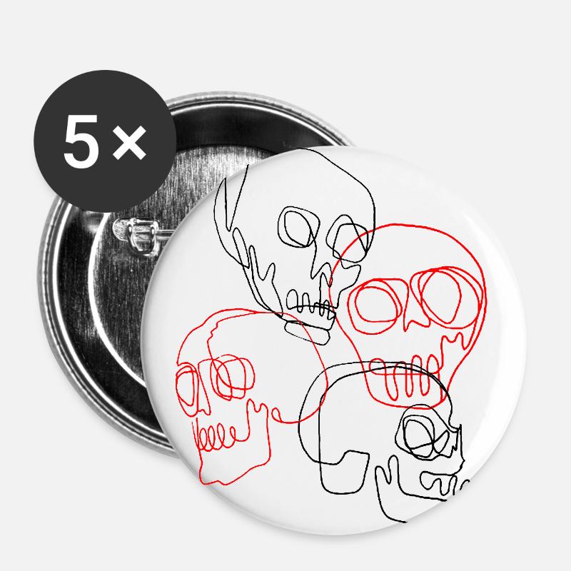 skulls - Buttons large 2.2''/56 mm (5-pack) - white