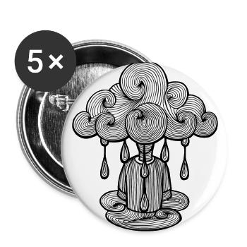 nuage lundi pluie, le lundi c'est nul... - Lot de 5 grands badges (56 mm) - blanc - Devant