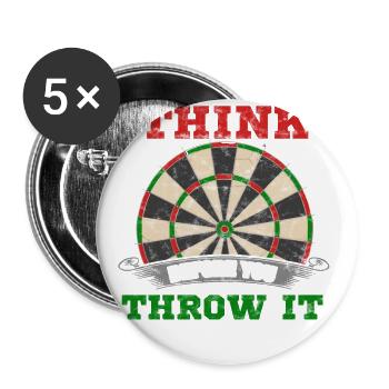 Dart - Dartboard - Geschenk - Buttons groß 56 mm (5er Pack) - Weiß - Vorne