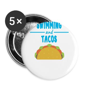 Funny chlorine float tacos t-shirt gift - Buttons large 2.2''/56 mm (5-pack) - white - Front