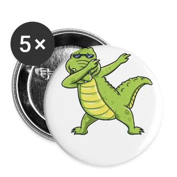 Dabbing Dab Dance Crocodile cadeau anniversaire enfant - Lot de 5 grands badges (56 mm) - blanc - Devant
