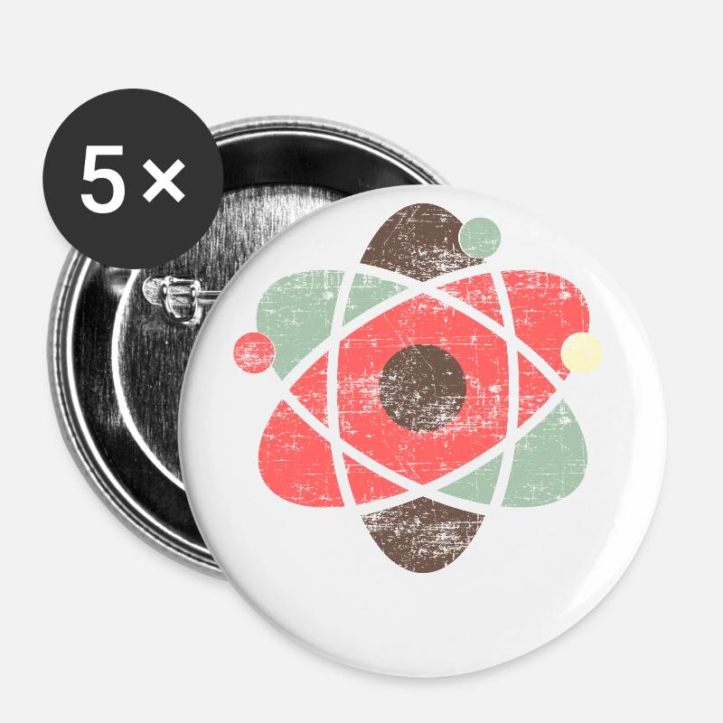 Atom symbol chemistry science - Buttons large 2.2''/56 mm (5-pack) - white