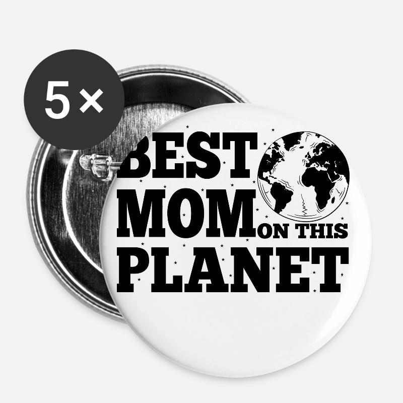 Best Mom On This Planet Mother's Day Gift - Buttons large 2.2''/56 mm (5-pack) - white