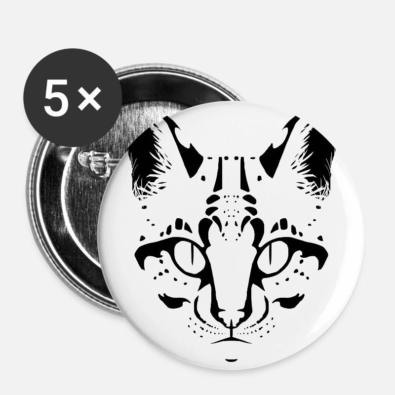 Ocelot Lineart in Black and White - Buttons large 2.2''/56 mm (5-pack) - white