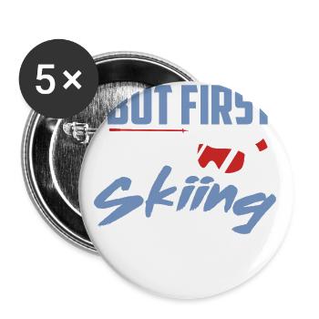 But first alpine skiing t-shirt - Buttons large 2.2''/56 mm (5-pack) - white - Front