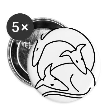 Drei Galgos - Buttons groß 56 mm (5er Pack) - Weiß - Vorne