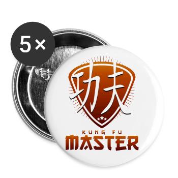 Kung Fu Meister Symbol Geschenk Geschenkidee - Buttons groß 56 mm (5er Pack) - Weiß - Vorne