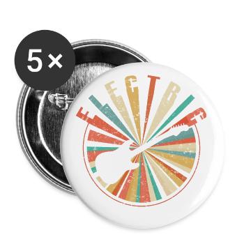Electric Guitar Retro Vintage - Guitarist Gift - Buttons large 2.2''/56 mm (5-pack) - white - Front