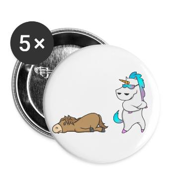 Einhorn Pferd Deine Tante Meine Tante Geschenk DE - Buttons groß 56 mm (5er Pack) - Weiß - Vorne
